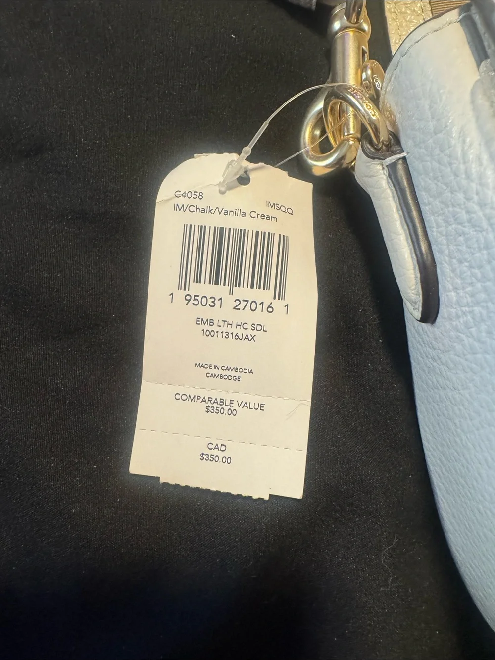 Coach Cream Pebbled Leather Crossbody with Signature Carriage NWT